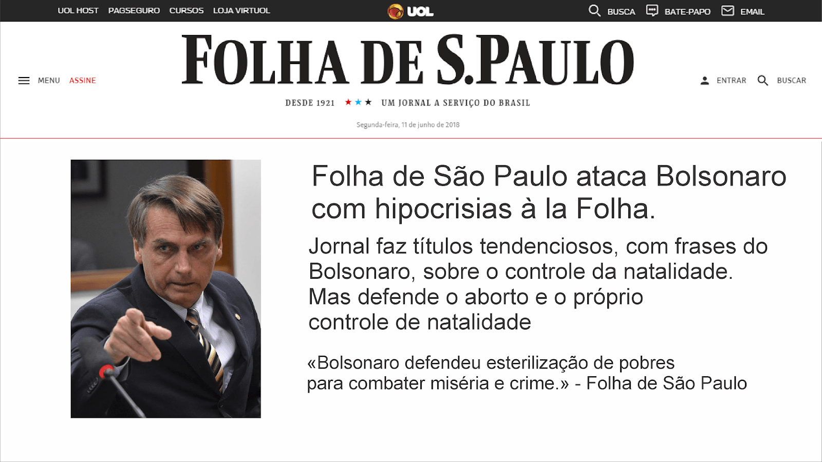 Opini O Amea A De Bolsonaro Folha Ataca Liberdade De Imprensa