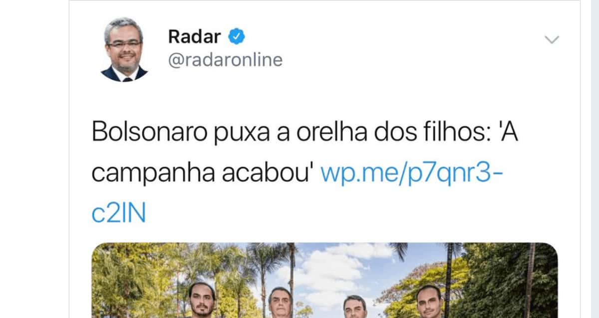 Bolsonaro puxa a orelha dos filhos: 'A campanha acabou