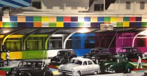 Eduardo Kobra pinta mural no aeroporto de Congonhas com cena dos anos 50