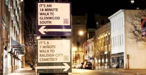 Cidades americanas tem cartazes criados pela população para indicar percursos e destinos para pedestres