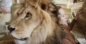 Fotos raras mostram Melanie Griffith com seu leão de estimação