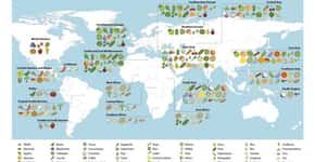 História dos alimentos: mapa destaca origem dos alimentos como banana, coco e manga