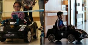 Crianças trocam cadeira de rodas por carrinhos de controle remoto