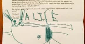 Menina de 5 anos escreve para marca pedindo roupas com heróis