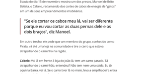 Globo revela ameçadoras escutas telefônicas dos milicianos