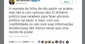 Bolsonaro não sabe: Folha, Estadão, Globo e Veja são seus aliados