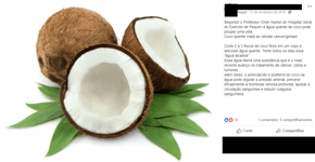 A cura da água de coco e outras Fake News sobre o câncer
