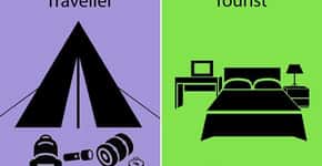 Ilustrações mostram diferença entre turista e viajante
