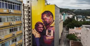 História de amor é retratada em grafite gigante em Florianópolis