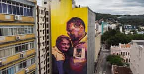 História de amor é retratada em grafite gigante em Florianópolis