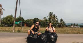 ‘Isolado’ na Malásia, casal brasileiro cria projeto para recolher lixo de ilha