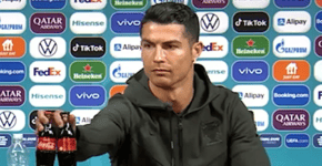 Gesto de Cristiano Ronaldo em coletiva faz marca perder 4 bilhões