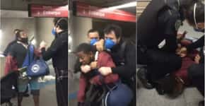 Vídeo: Seguranças do metrô de SP dão mata-leão em negro que estava com bebê