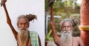 Religioso indiano mantém braço direito levantado há 45 anos