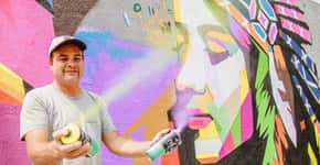 Artista daltônico faz painel de grafite na Câmara de Ribeirão Pires