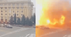Vídeo mostra momento em que míssil russo explode prédio na Ucrânia