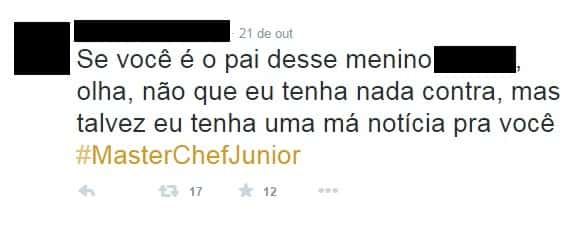 Participante do MasterChef Júnior é vítima de comentários homofóbicos no Twitter (Reprodução)