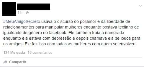 Mulheres relatam nas redes sociais casos de machismo (Reprodução/Facebook)