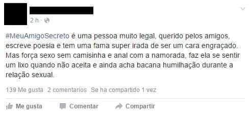 Mulheres relatam nas redes sociais casos de machismo (Reprodução/Facebook)