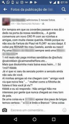 Posts racistas de Macêdo só podiam ser vistos por seus amigos na rede social, mas prints dos textos acabaram vazando, gerando revolta entre internautas.