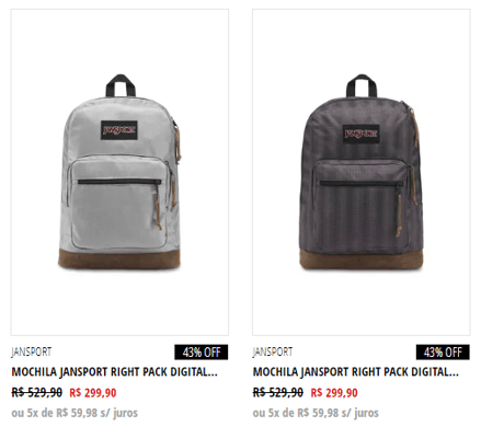 Produtos da JanSport na OFF Premium