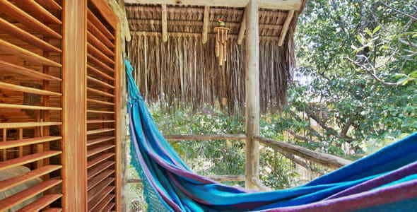 As casas são bem confortáveis e permitem que os hóspedes tenham um contato direto com a natureza.