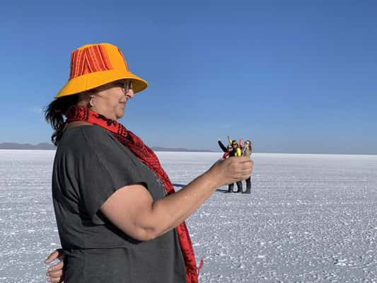 Fotos em perspectiva dos turistas 