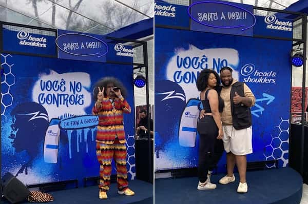 Nelson Triunfo, Paloma Simões e Bmaiike na ativação Head&Shoulders