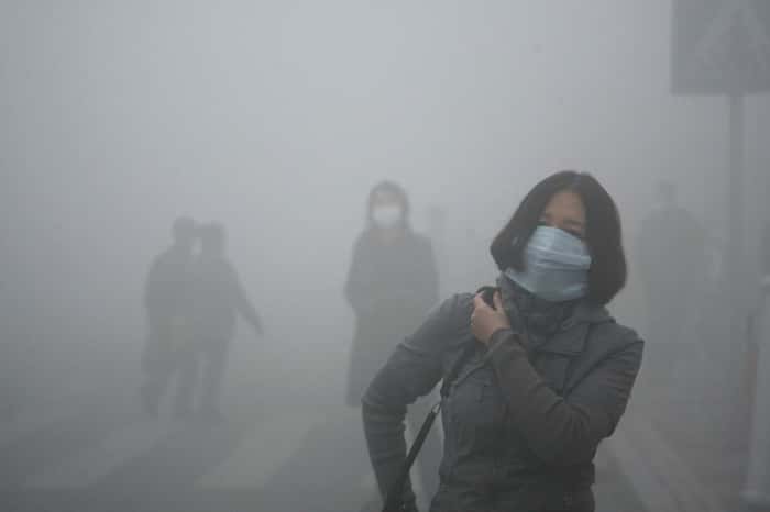 Poluição em Pequim (Foto: Kyodo News)