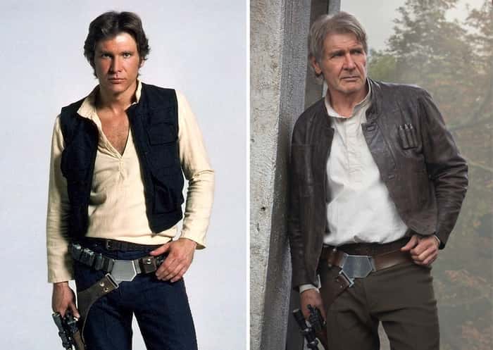 Harrison Ford em 1980 e em 2015