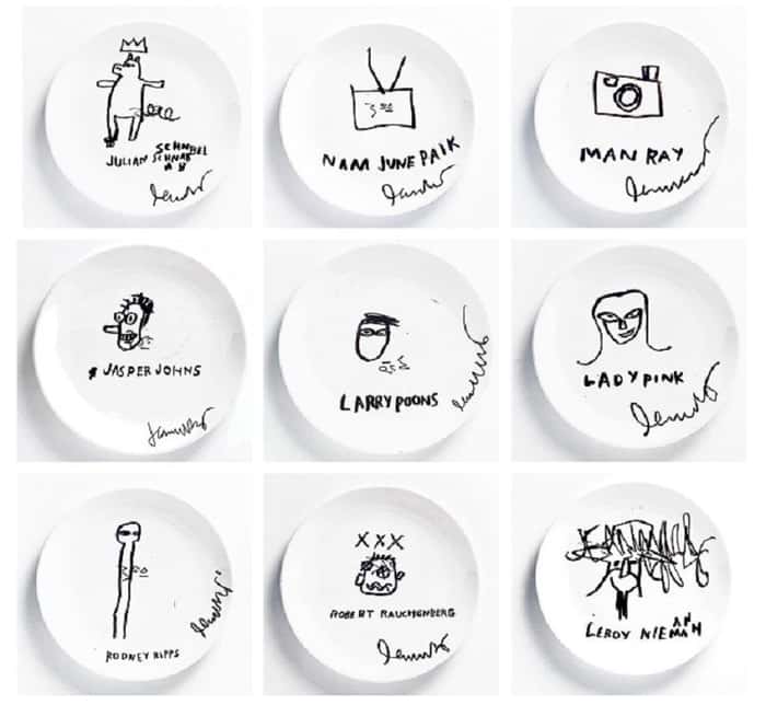 JEAN-MICHEL BASQUIAT | Marcadores permanentes sobre 45 pratos de cerâmica [45 Marker on Ceramic Plates], 1983/84