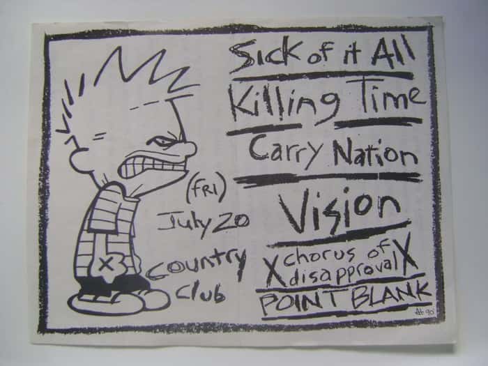 calvin, de calvin e haroldo, é destaque de um cartaz punk