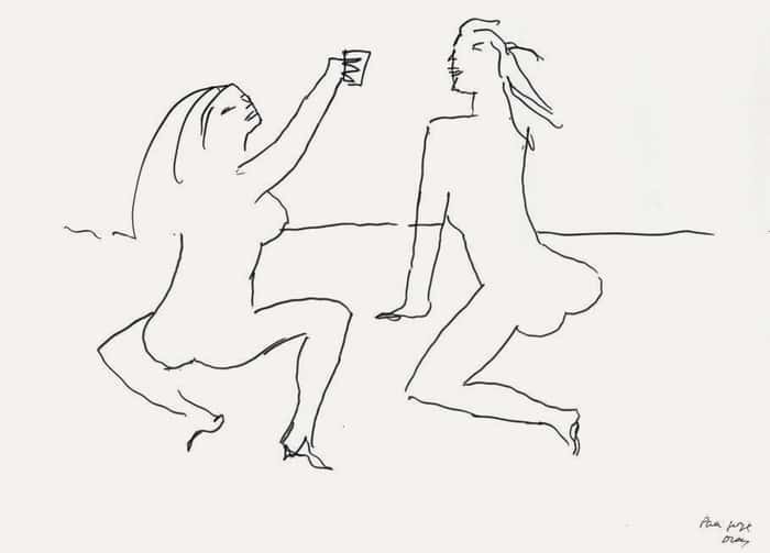 Oscar Niemeyer, Sem título (duas mulheres), s_d, caneta hidrográfica sobre cartão, 47,5 x 66 cm
