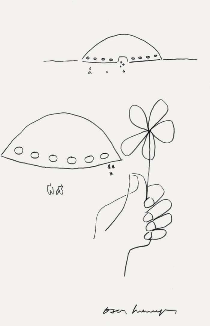 Oscar Niemeyer, Sem Título (pavilhão 'oca', são paulo), s_d, caneta hidrográfica sobre papel vegetal, 41,5 x 26 cm