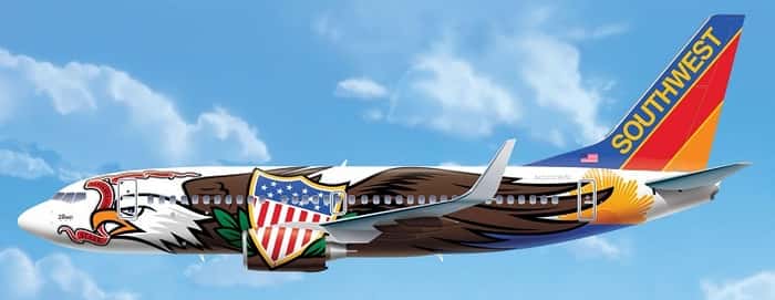 As cores e símbolos da bandeira do estado de Ilinóis (EUA) foram estampadas no Boeing 737, da empresa aérea norte-americana Southwest