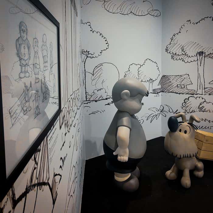 A mostra exibe os primeiros esboços de Bidu e Franjinha, da Turma da Mônica, criado pelo cartunista Maurício Souza
