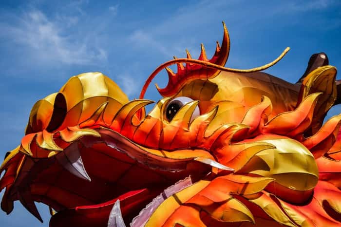 Dança do dragão no Festival da Lua Chinês