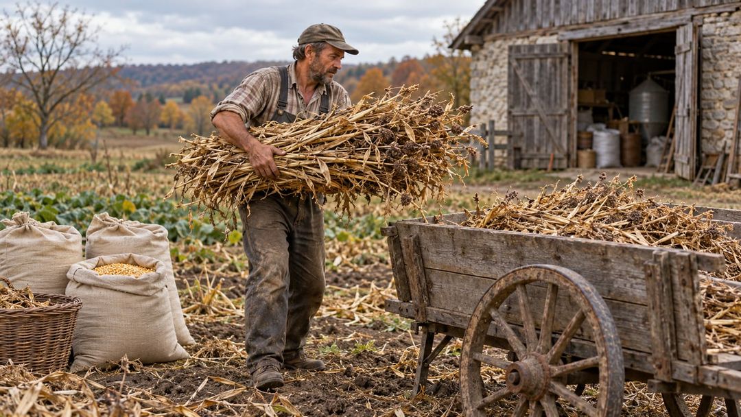 No calendário rural, o outono era o momento de colher, guardar recursos e proteger a produção – Imagem ilustrativa criada por inteligência artificial