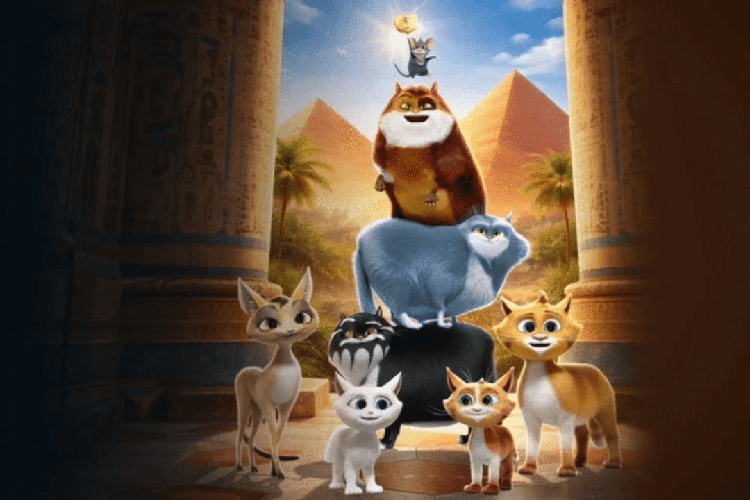 “Gatos No Museu 2: Tesouros Do Egito” segue Vicent e Maurice em uma aventura pelas pirâmides em busca de um poderoso gênio (Imagem: Reprodução digital | Imagem Filmes)