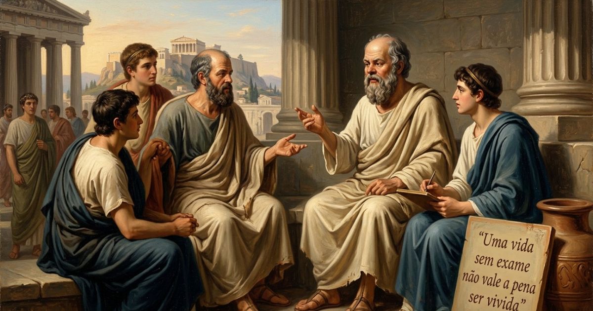 Sócrates sobre a importância de questionar a própria existência em vez de apenas passar pela vida: “Uma vida sem exame não vale a pena ser vivida”