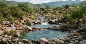 Com 2.000 habitantes e dois rios de águas cristalinas, a cidade abriga piscinas naturais e cachoeiras escondidas entre as montanhas.
