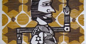 Exposição coletiva de xilogravura durante noite de jazz da Serralheria