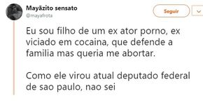 Filho de Frota questiona discurso de pai: “Queria me abortar”