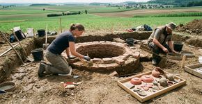 Operários encontraram alguns pedaços de cerâmica e anos depois perceberam que pode existir uma fábrica romana inteira com mais de 100 fornos debaixo do campo