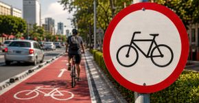 O que significa a placa de trânsito em formato de círculo com uma bicicleta preta no centro da via?