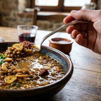 Featured mobile: Os cozinheiros bascos concordam: “O segredo para fazer lentilhas perfeitas é refogar azeite, alho e um pouco de páprica.”