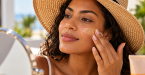 Protetor solar com cor pode acrescentar proteção contra a luz visível em peles com melasma, especialmente quando contém óxidos de ferro