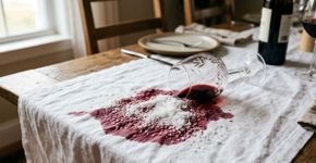 Descobrimos um truque genial para remover manchas de vinho da toalha de mesa