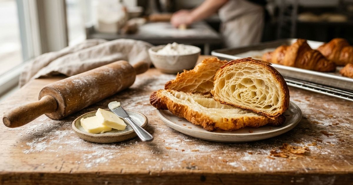 Cozinheiros e cientistas franceses concordam: “O melhor croissant é feito com manteiga gelada dobrada na massa pelo menos quatro vezes.”