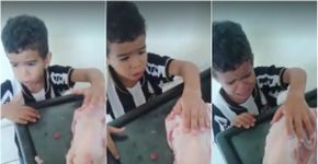 Em vídeo, garoto de 4 anos implora para sua mãe não cozinhar galinha